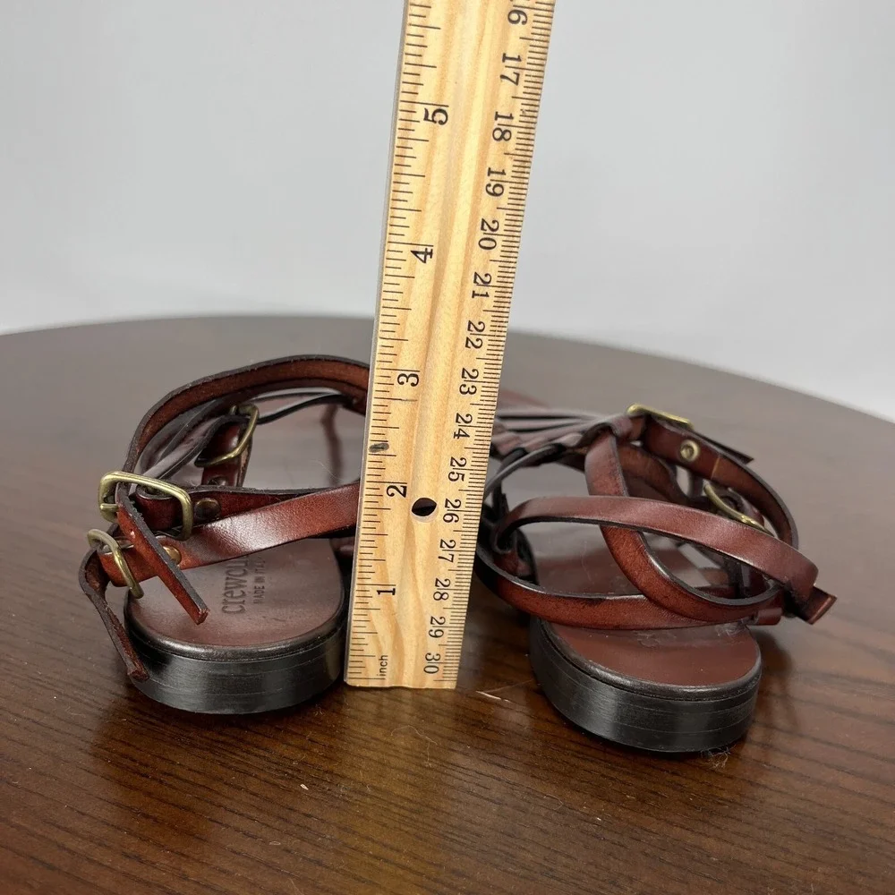 Crewcuts Fisherman Sandal Girls K2 Brown Leather Buckle Ankle Strappy Thong Shoe
